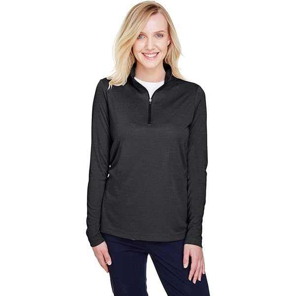 Core 365 Ladies' Fusion ChromaSoft Pique Quarter-Zip XL Carbon at